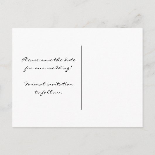 Paarse en zilveren save the date aankondigingskaart (Achterkant)