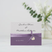 Paarse en zilveren save the date aankondigingskaart (Staand voorkant)