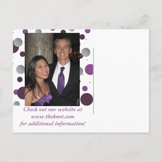 Paarse en zilveren Save the Date Briefkaart (Achterkant)