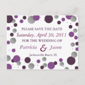Paarse en zilveren Save the Date Briefkaart (Voorkant)