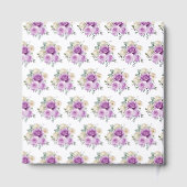 Paarse en zilveren sierlijke bloemen Sweet Sixteen Gastenboek (Achterkant)