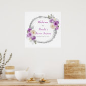 Paarse en zilveren sierlijke bloemen Sweet Sixteen Poster (Keuken)