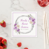 Paarse en zilveren sierlijke bloemen Sweet Sixteen Servet (Insitu)