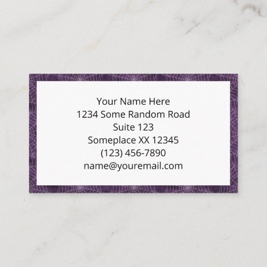 Paarse en zilveren Spiderweb Gothic Pattern Visitekaartje (Achterkant)