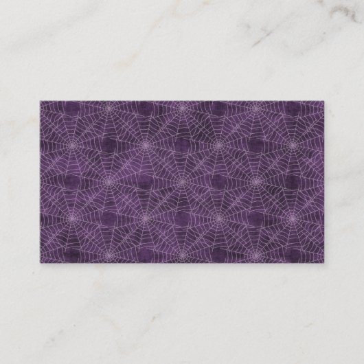 Paarse en zilveren Spiderweb Gothic Pattern Visitekaartje (Voorkant)