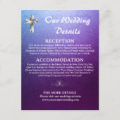 Paarse en zilveren trouwdetails Christelijk kruis Informatiekaartje (Voorkant)