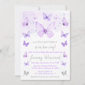 Paarse en zilveren vlinder Baby shower Kaart (Voorkant)