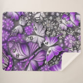 Paarse en zilveren vlinderbloemige vlinder - Aange Sherpa Deken (Voorkant (horizontaal))