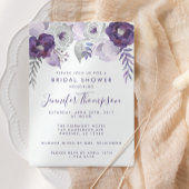 Paarse en Zilveren Waterverf Bloemen Vrijgezellenf Kaart