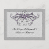 Paarse en zilveren wervelingen redden de datum aankondigingskaart (Voorkant)