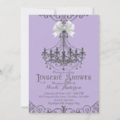 Paarse en zilveren witte strik lingeriedouche kaart (Voorkant)