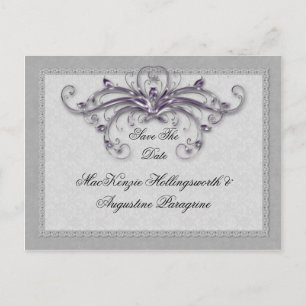 Paarse en zilveren zwemmen sparen de Datum Aankondigingskaart