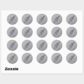 Paarse en zilverglitter Fancy Manuscript Monogram Ronde Sticker (Vel)