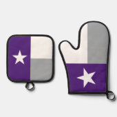 Paarse en zilvergrijze Texaanse staatsvlag Ovenwant & Pannenlap Set (Voorkant)