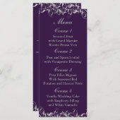 paarse en zilvergrijze trouwkaarten menu (Voorkant / Achterkant)