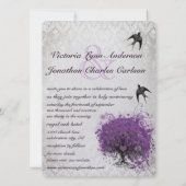 Paarse en zilverhardende uitnodiging tot weddensch (Achterkant)