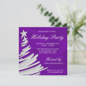 Paarse en Zilverige kerstboomfeestdag Kaart (Staand voorkant)