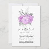 Paarse en Zilverige Roos virtuele bruiloft Kaart (Voorkant)