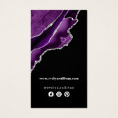 Paarse en zilverkleurige bijsluiter visitekaartje (Achterkant)