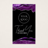 Paarse en zilverkleurige bijsluiter visitekaartje (Voorkant)