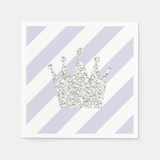 Paarse en zilverprinses Crown Napkins Servetten (Voorkant)