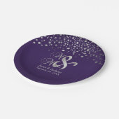 Paarse en zilverStippen Papieren Bordje (Gekanteld)