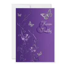 Paarse en zilvervlies met Butterflies nodigen