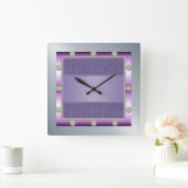 Paarse en zilverwandklok vierkante klok (Huis)