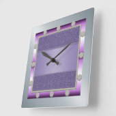 Paarse en zilverwandklok vierkante klok (Hoek)