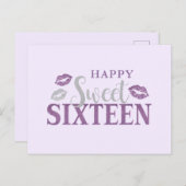 Paarse en zilverzweet zestien-dagenkaart briefkaart (Voorkant / Achterkant)