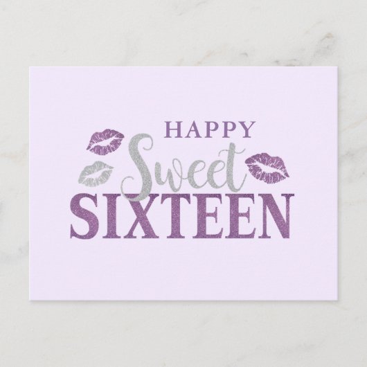 Paarse en zilverzweet zestien-dagenkaart briefkaart (Voorkant)