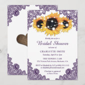 Paarse en zonnebloembridal kaart (Voorkant / Achterkant)