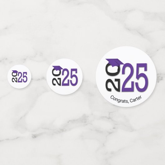 Paarse en zwarte 2025 Afstuderen Confetti (Voorkanten)