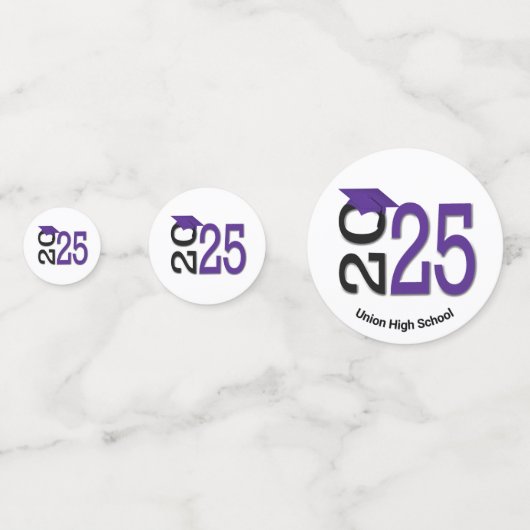 Paarse en zwarte 2025 Afstuderen Confetti (Achterkanten)