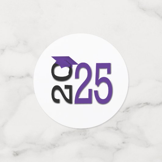 Paarse en zwarte 2025 Afstuderen Confetti (Kleine voorkant)