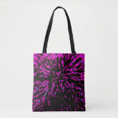 Paarse en zwarte Abstracte Bloem Floral Tote Bag (Voorkant)