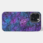 Paarse en zwarte Abstracte lijn Unieke kunst iPhone Hoesje (Achterkant horizontaal)