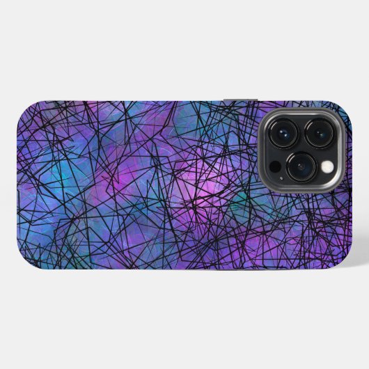 Paarse en zwarte Abstracte lijn Unieke kunst iPhone Hoesje (Achterkant horizontaal)