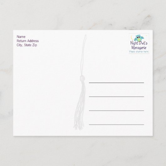 Paarse en zwarte Afstuderen Dank u Briefkaart (Achterkant)