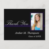 Paarse en zwarte Afstuderen Dank u Briefkaart (Voorkant)