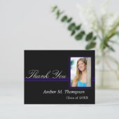 Paarse en zwarte Afstuderen Dank u Briefkaart (Staand voorkant)