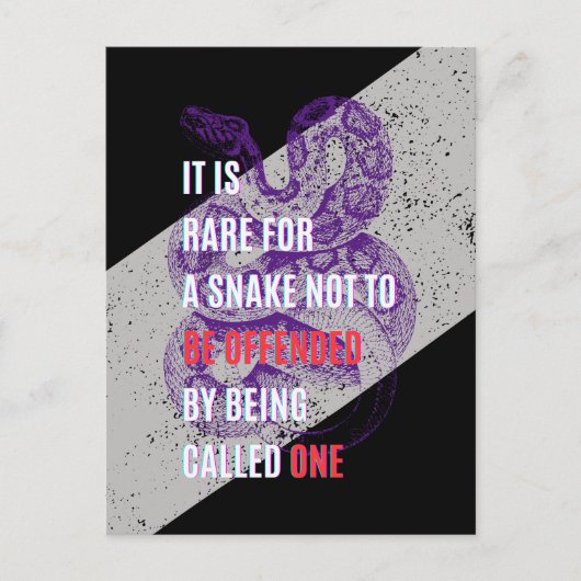 Paarse en zwarte beledigde slangen sarcastisch cit briefkaart (Voorkant)