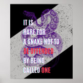 Paarse en zwarte beledigde slangen sarcastisch cit poster (Voorkant)