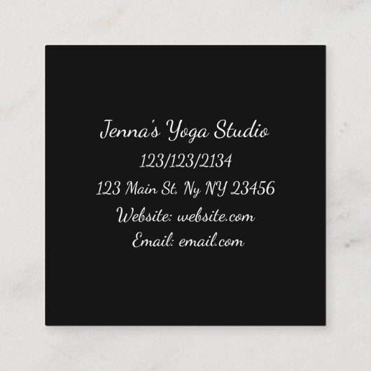Paarse en zwarte Bemiddeling Yoga-Visitekaartjes Vierkante Visitekaartje (Achterkant)