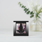 Paarse en zwarte Bemiddeling Yoga-Visitekaartjes Vierkante Visitekaartje (Staand voorkant)