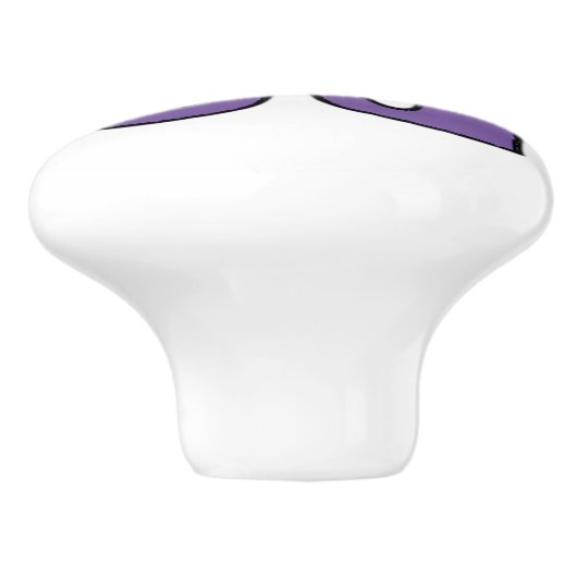 Paarse en zwarte bloem keramische knop (Zijkant)