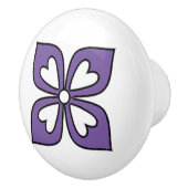 Paarse en zwarte bloem keramische knop (Rechts)