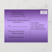 Paarse en zwarte bloemen R.S.V.P Briefkaart (Achterkant)