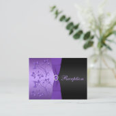 Paarse en zwarte bloemenontvangst Kaart (Staand voorkant)