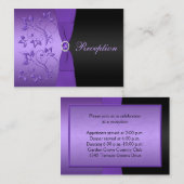 Paarse en zwarte bloemenontvangst Kaart (Voorkant / Achterkant)